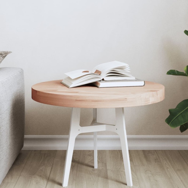 Dessus de table Ø50x4 cm rond bois massif de hêtre 562755562755