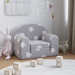 Canapé-lit pour enfants gris clair avec étoiles peluche douce 562774562774