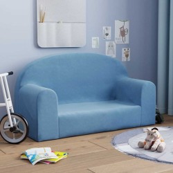 Canapé pour enfants 2 places bleu peluche douce 562782562782
