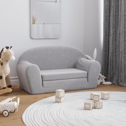 Canapé-lit enfants 2 places gris clair peluche douce 562790562790