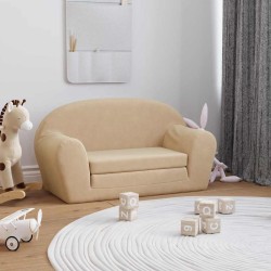 Canapé-lit pour enfants 2 places crème peluche douce 562792562792