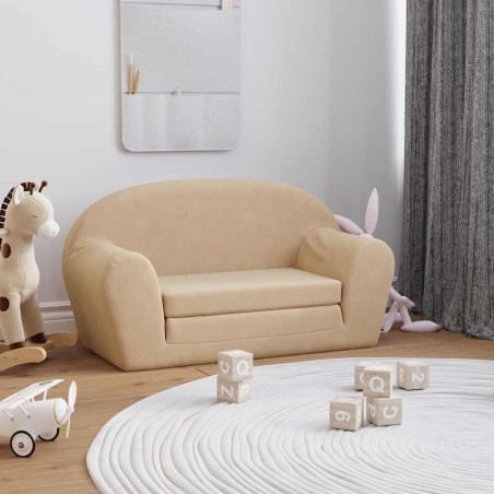 Canapé-lit pour enfants 2 places crème peluche douce 562792562792