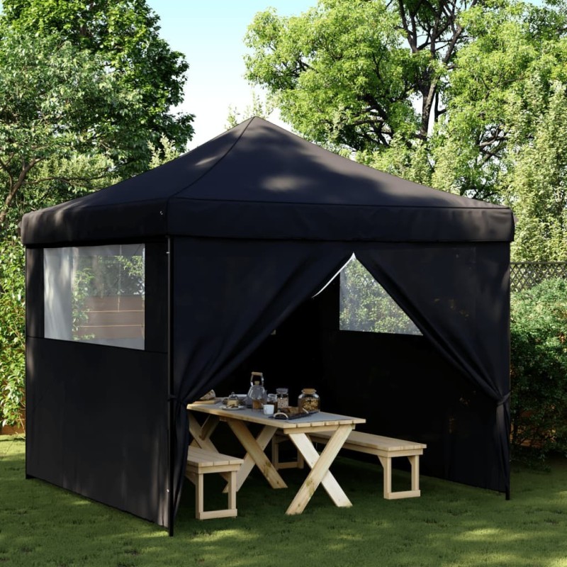 Tente de réception pliable escamotable 4 parois latérales noir 562802562802