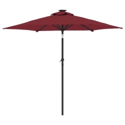 Parasol de jardin avec LED mât en acier bordeaux 225x225x212 cm 562807562807