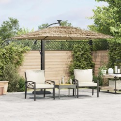 Parasol de jardin avec LED et mât en acier marron 246x246x230cm 562842562842