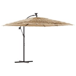 Parasol de jardin avec LED et mât en acier marron 246x246x230cm 562842562842
