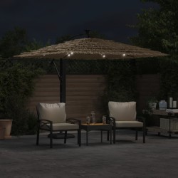 Parasol de jardin avec LED et mât en acier marron 246x246x230cm 562842562842