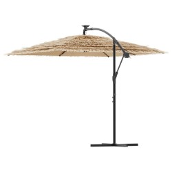 Parasol de jardin avec LED et mât en acier marron 246x246x230cm 562842562842