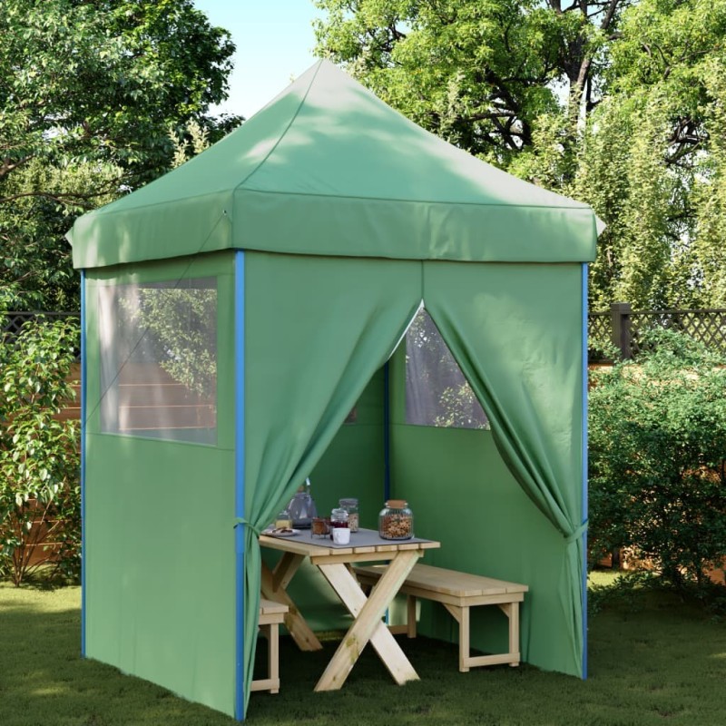 Tente de réception pliable escamotable 4 parois latérales vert 562845562845