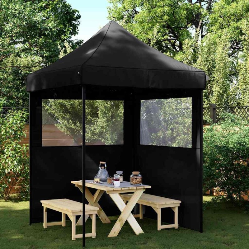 Tente de réception pliable escamotable 2 parois latérales noir 562851562851