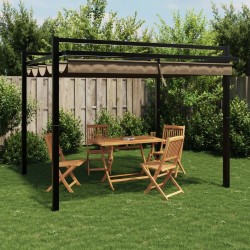 Tonnelle de jardin avec toit rétractable taupe 3x3 m aluminium 562857562857