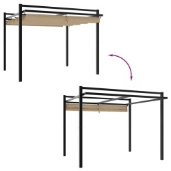 Tonnelle de jardin avec toit rétractable taupe 3x3 m aluminium 562857562857