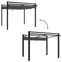 Tonnelle avec toit rétractable anthracite 3x3 m aluminium 562858562858