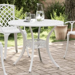 Table de jardin blanc Ø90x75 cm aluminium coulé 562859562859