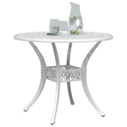 Table de jardin blanc Ø90x75 cm aluminium coulé 562859562859