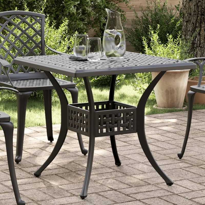 Table de jardin noir 80x80x75 cm aluminium coulé 562863562863