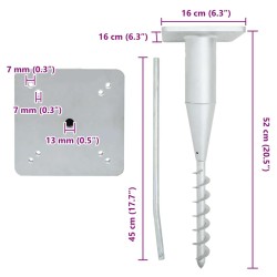 Base de parasol enterré avec tringle 16x16x52 cm acier 562882562882