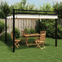 Tonnelle de jardin avec toit rétractable crème 3x3 m aluminium 562886562886