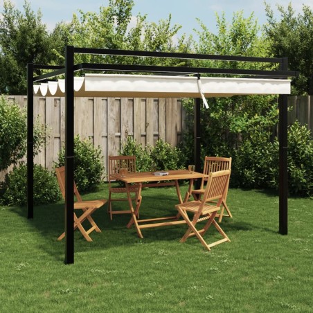 Tonnelle de jardin avec toit rétractable crème 3x3 m aluminium 562886562886