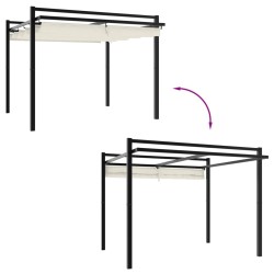 Tonnelle de jardin avec toit rétractable crème 3x3 m aluminium 562886562886