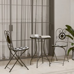 Table de bistro mosaïque noir et blanc Ø50x70 cm céramique 562888562888