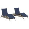 Chaises longues lot de 2 avec table gris résine tressée 562891562891