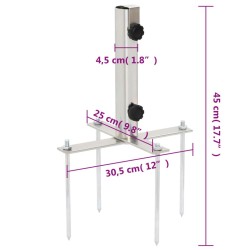 Base de parasol avec piquets de sol Ø32-38 mm argenté acier 562892562892