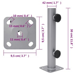 Base de parasol pour mât Ø32/34/38 mm argenté acier 562896562896