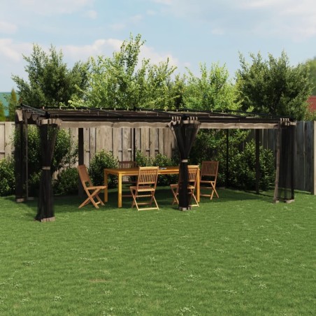 Tonnelle avec parois en filet taupe 6x3 m acier 562897562897