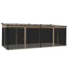 Tonnelle avec parois en filet taupe 6x3 m acier 562897562897