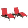 Chaises longues lot de 2 avec table marron résine tressée 562900562900
