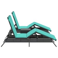 Chaises longues lot de 2 avec table noir résine tressée 562901562901