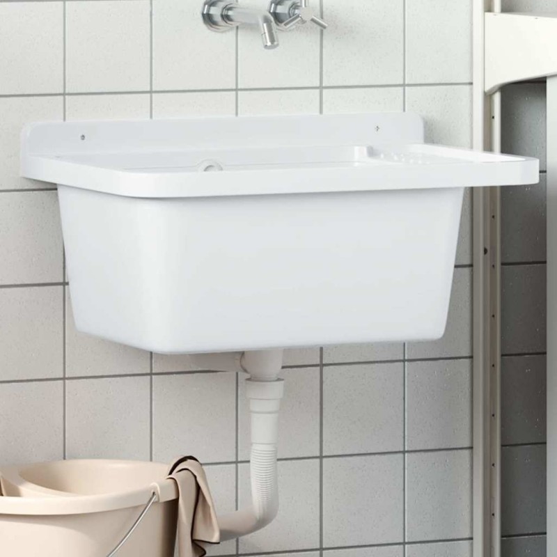 Évier utilitaire pour montage murale blanc 60x40x28 cm résine 562902562902
