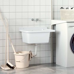 Évier utilitaire pour montage murale blanc 60x40x28 cm résine 562902562902