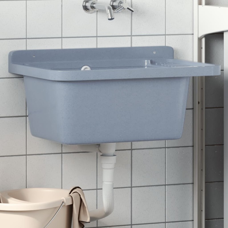 Lavabo pour montage murale gris 60x40x28 cm résine 562904562904