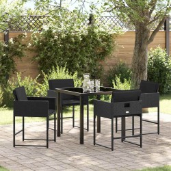 Ensemble de salle à manger pour jardin 5 pcs Noir polyrotin 563032563032
