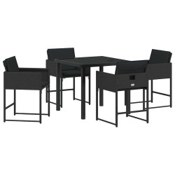 Ensemble de salle à manger pour jardin 5 pcs Noir polyrotin 563032563032