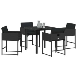 Ensemble de salle à manger pour jardin 5 pcs Noir polyrotin 563032563032