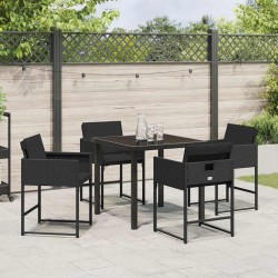 Ensemble de salle à manger pour jardin 5 pcs Noir polyrotin 563032563032