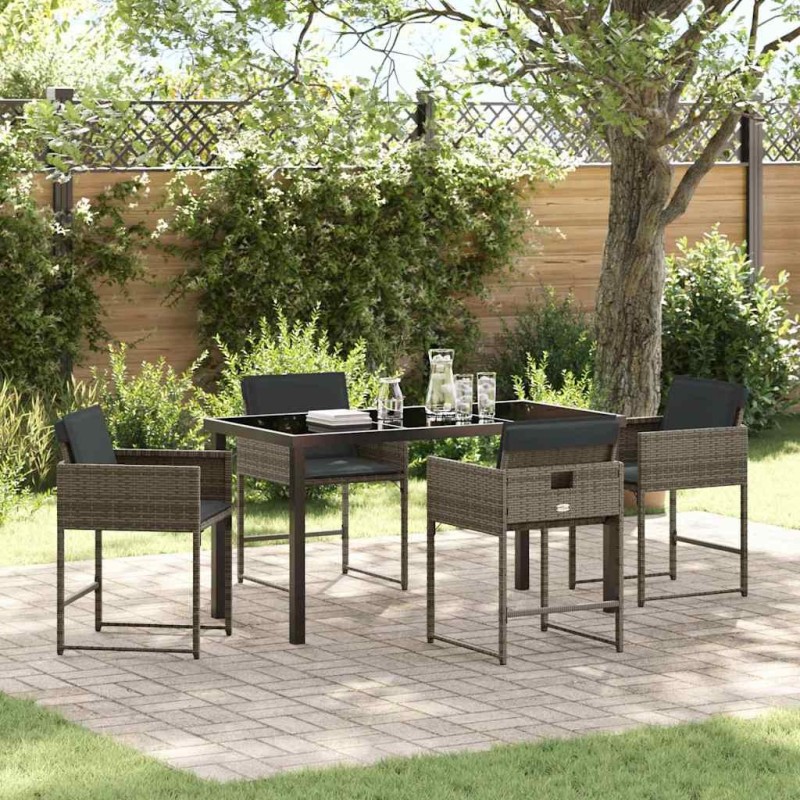 Ensemble de salle à manger pour jardin 5 pcs Gris polyrotin 563033563033