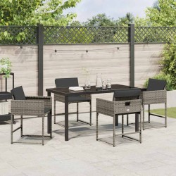 Ensemble de salle à manger pour jardin 5 pcs Gris polyrotin 563033563033