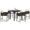 Ensemble de salle à manger pour jardin 5 pcs Marron polyrotin 563034563034