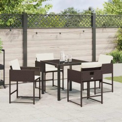 Ensemble de salle à manger pour jardin 5 pcs Marron polyrotin 563034563034