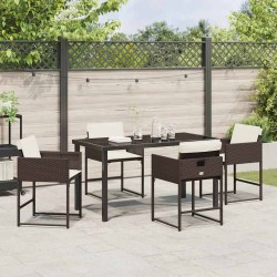 Ensemble de salle à manger pour jardin 5 pcs Marron polyrotin 563035563035