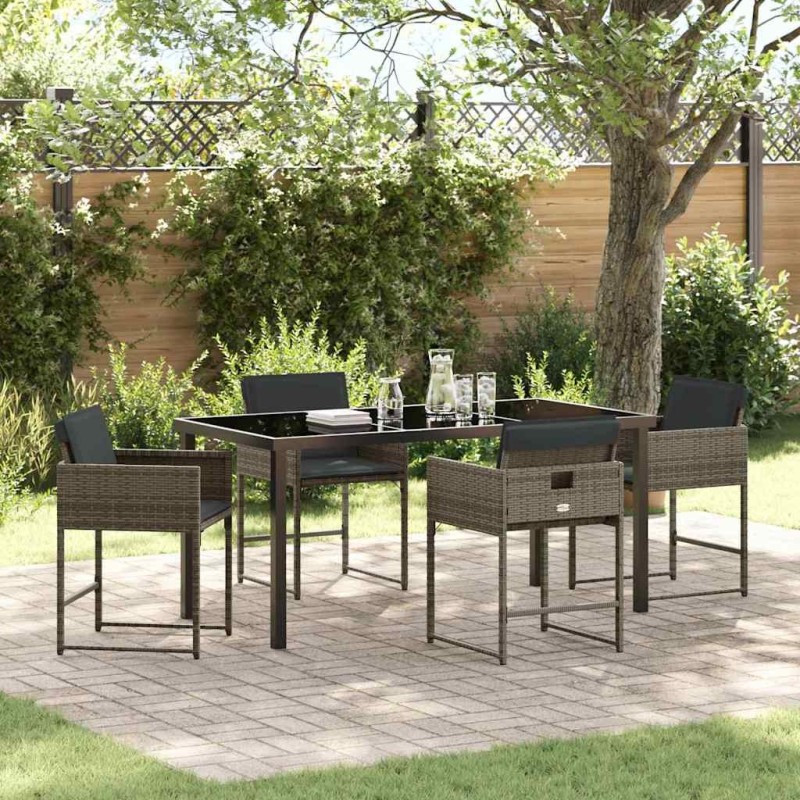 Ensemble de salle à manger pour jardin 5 pcs Gris polyrotin 563036563036