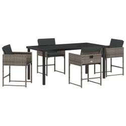 Ensemble de salle à manger pour jardin 5 pcs Gris polyrotin 563036563036