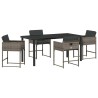 Ensemble de salle à manger pour jardin 5 pcs Gris polyrotin 563036563036