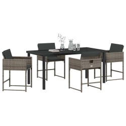 Ensemble de salle à manger pour jardin 5 pcs Gris polyrotin 563036563036