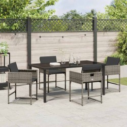 Ensemble de salle à manger pour jardin 5 pcs Gris polyrotin 563036563036