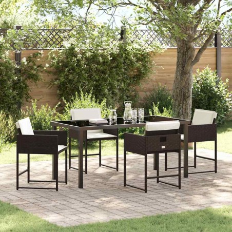 Ensemble de salle à manger pour jardin 5 pcs Marron polyrotin 563037563037
